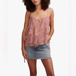NWT Lucky Brand Women’s Printed Asym Ruffle Cami Festival Finds Size Medium​​